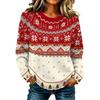 Women's Casual Long Sleeve Christmas Print Neck Knit Sweater