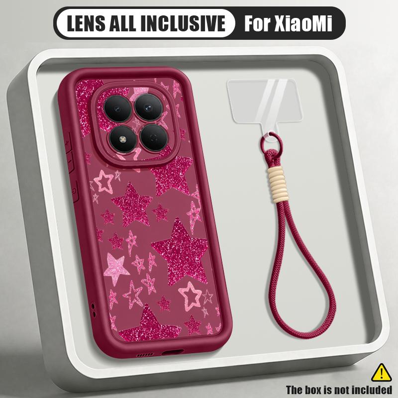 Colorful Stars Print Lanyard Case For Xiaomi 14T 13T Pro Redmi Note 15 Pro 4G 14 13 Pro+ 5G Shockproof Bumper Soft Cover