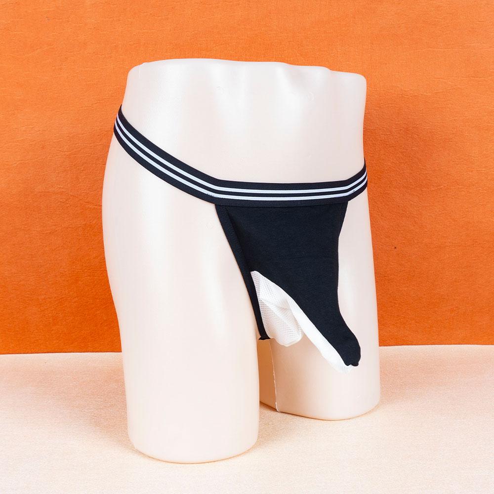 YWZAO Insertable Anal Plug Mens Underwear Thong Separate Pouch Design Black N28