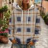 Women's Plaid Print Hooded Sweatshirt with Pockets And, Long Sleeve Casual Top