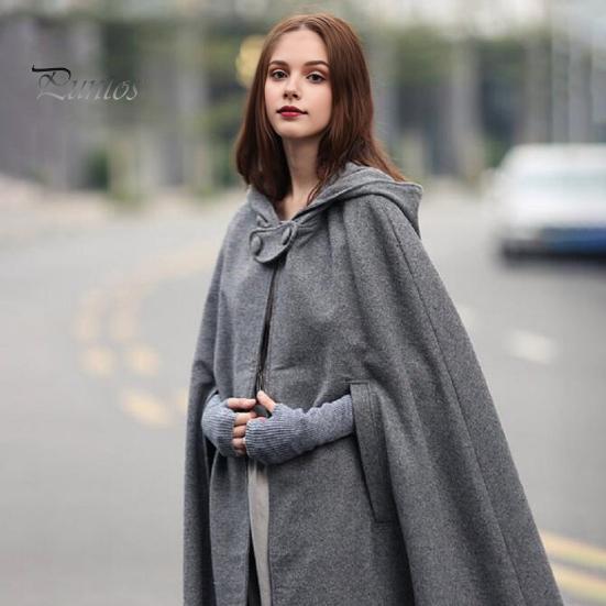 Winter Women Jacket with Hood Medieval Retro Cape Gothic Keep Warm Shawl Ankle Length Loose Cloak Thick Single-Button Closure Outdoor Poncho Pirate