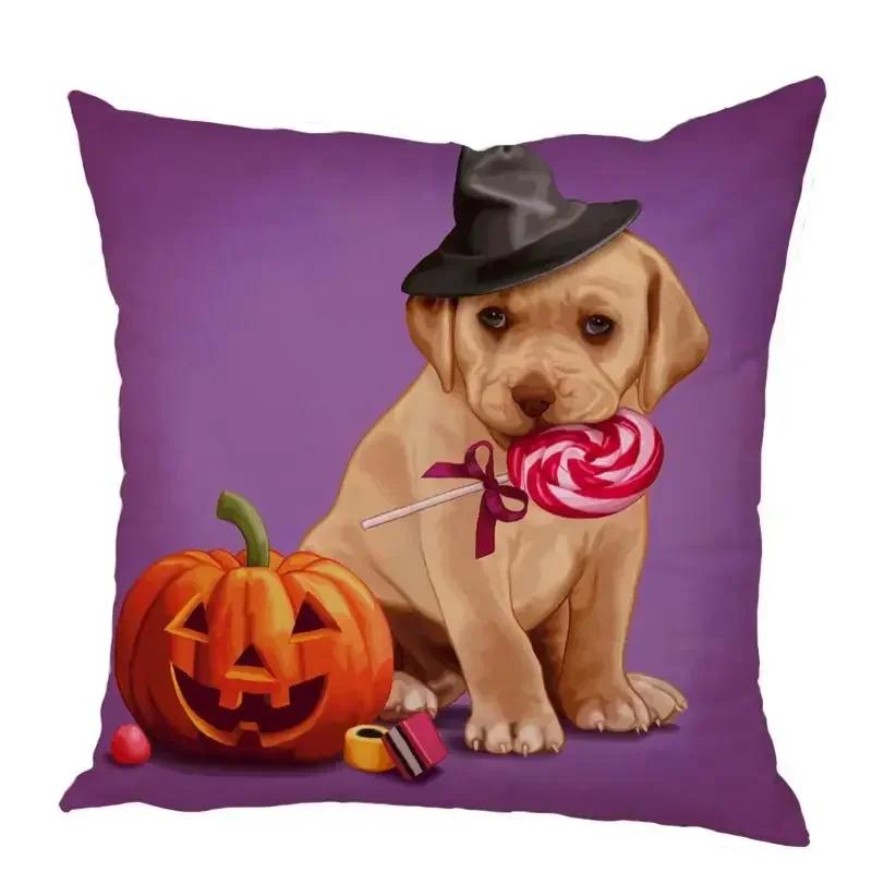 Color Cute Dog Square Pillow Cushion Cover Car Sofa Office Chair Peach Skin   Home Decoration Ornament