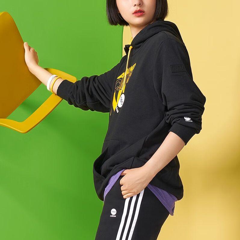 Adidas Neo Letter Print Casual Hoodie Unisex Tops Black HD7096