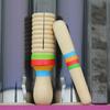 Wooden Guiro Thread Single Ring Rod Bell Percussion Music Instrument Kids Toy
