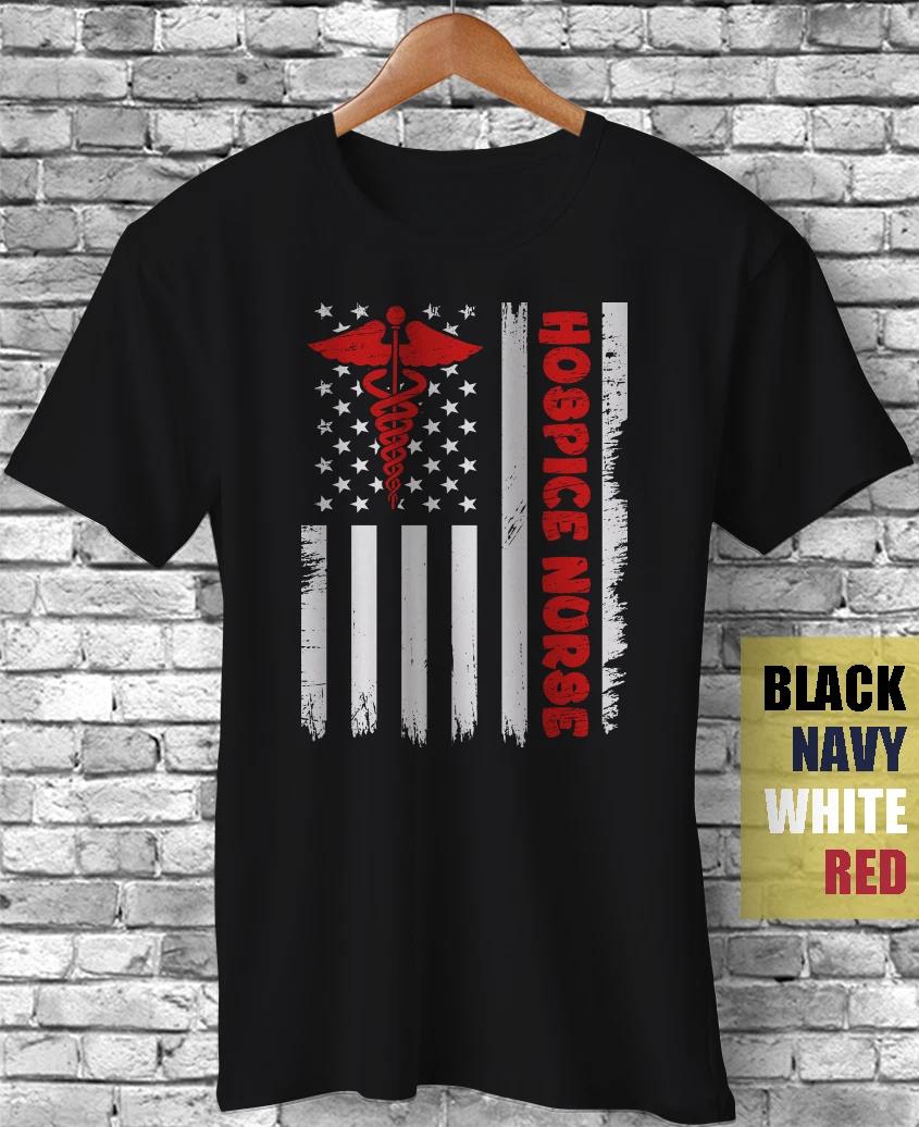 Hospice Nurse American Flag Patriotic Palliative Care Best Gift Unisex T-Shirt XXL