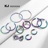 Kenjie Iridescent Electroplated Classic Hoop Earrings for Women - Colorful Punk Retro Style.