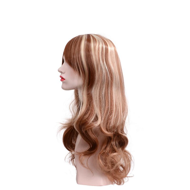 Synthetic Hair Long Body Wavy Wigs for Women Mix Color Brown with Highlights Blonde Color Natural Wig Daily Use Hair Replacement