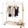 Pine Wood Kids Floor Coat Rack with Wheels