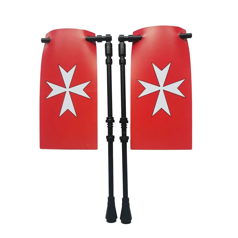 Klocki Budowanie Flag Miasta-Państwa Średniowieczne Postać Wojskowa Flaga Broń Starożytne Święte Cesarstwo Rzymskie Jerozolima Rycerz Świętego Łazarza Legion Zabawka