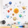 Cartoon Solar System Cosmic Planet Sun Earth Moon Wall Stickers for Kids Room Bedroom Reading Room Decals