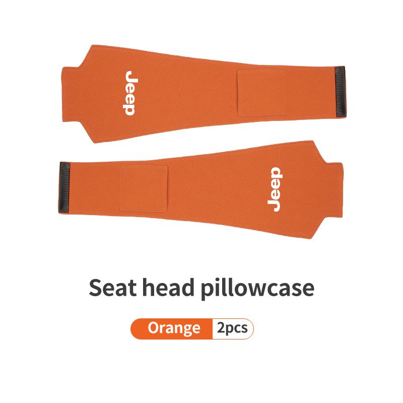 Car Logo Headrest Cover Leather Storage Neck Pillow Case Accessories For Jeep Renegade Compass Grand-Cherokee Wrangler-JK ALW1