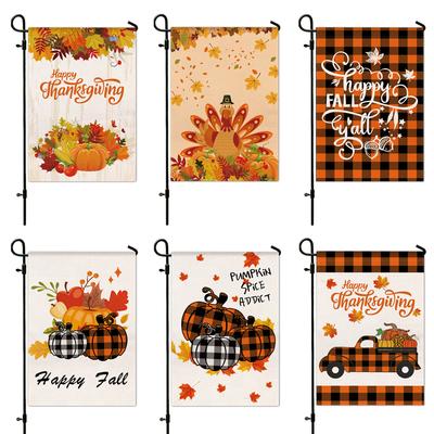 Festa del Ringraziamento Giardino Bandiera Esterna Foglia d'Acero Autunnale Zucca Tacchino Raccolta Decorazione da Appendere 30*45cm