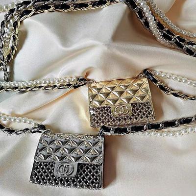 Metalowa Mini Torebka Łańcuchowa Torba Na Ramię Crossbody Uniwersalna Dekoracyjna Odzież Torba Na Słuchawki Torba Na Ramię Dla Kobiet