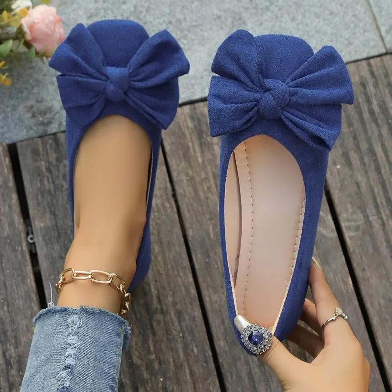 Women's Flats Outdoor 2025 New Fashion Women Round Toe Bow Tie Soft Bottom Plus Size Shoes Female Slip On Casual Ladies Shoes