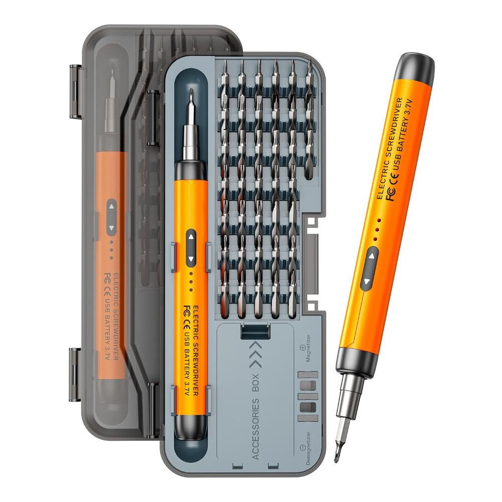 

New 46 in 1 Electric Precision Screwdriver Set Portable Rechargeable Magnetic Screw Kit Power Tool Kit Watch Phone Repair жёлтый