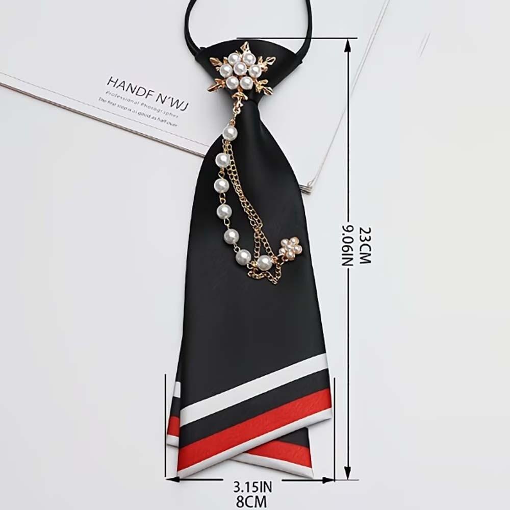 Pearl Chain Decoration Double Layer Necktie Satin Material Satin Neck Accessory Shirt Accessory чёрный