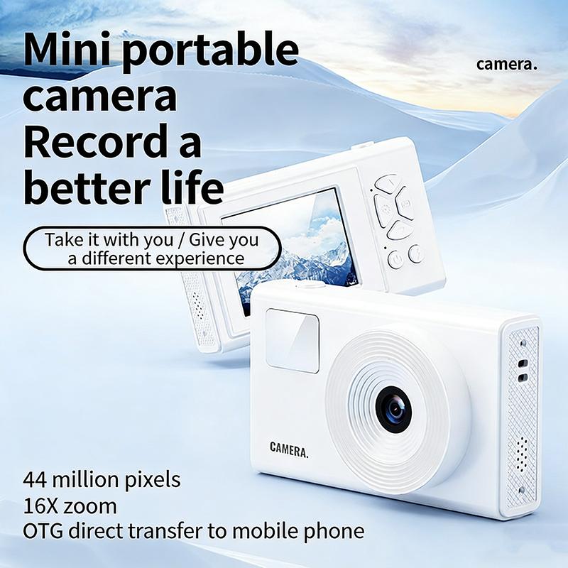 1080P HD Digital Camera 44MP Compact Vlog Camera with 3-Color Fill Light 16X Zoom OTG Transfer Pocket Camera
