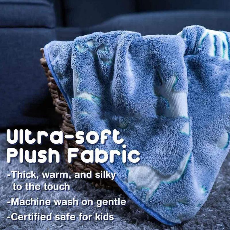 New Dinosaur Luminous Blanket Soft Cozy Flannel Throw Blanket Double-Sided Cartoon Dinosaur Glow Blanket for Kids Magic Gift
