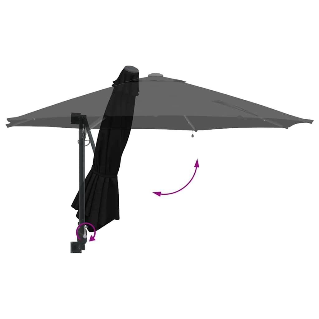 Garden Sun Umbrella Black 248 x 248 x 148 cm