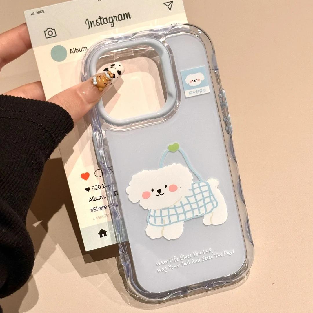

Cute Little White Pendant Suitable for Apple 16 Mobile Phone Case IPhone 15 Protective Case 14 Corrugated Jelly 13 Anti Fall Apple 17PROMAX