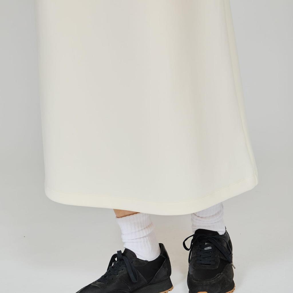 Champion Shirt Long Crew Pale White Dress, Sleeve, Neck, One-Point Embroidery, One-Piece Dress, Women's Basic, CW-B004,