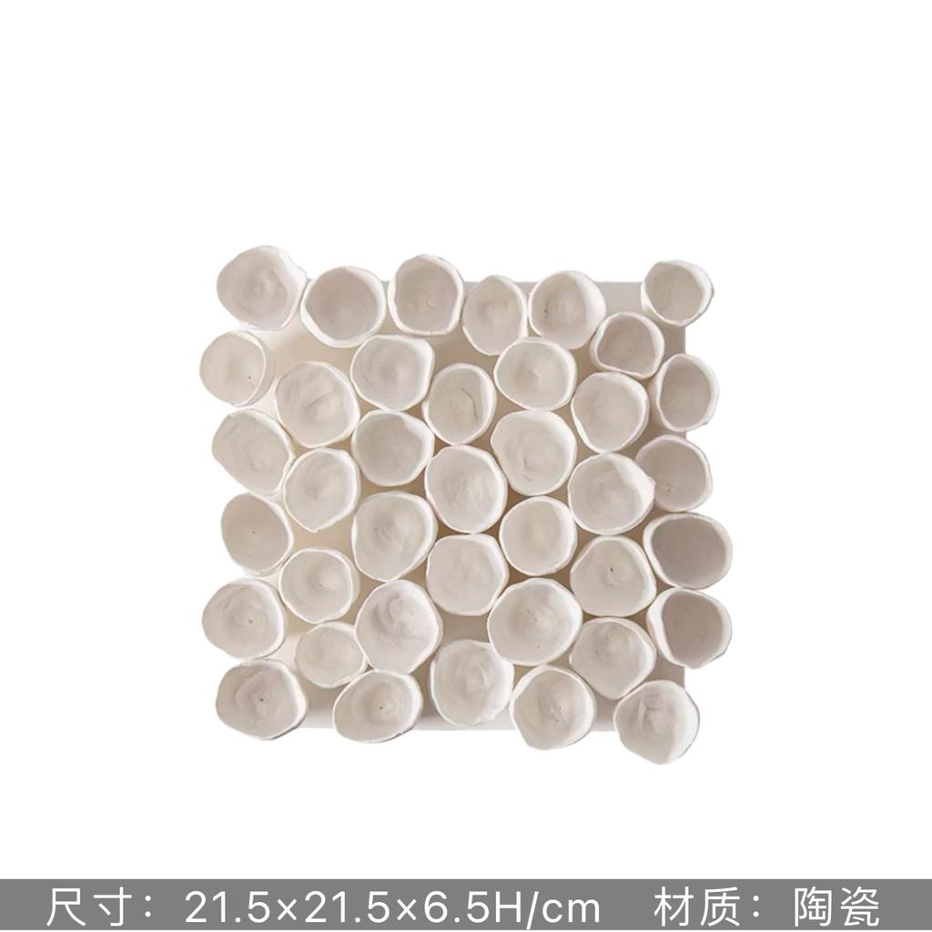Ceramic Square White Flower Painting Creative Living Room Decoration Ceramic Petal Painting Interior Decoration Background Wall