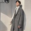 Herren Trendiger Doppelreiher Woll-Plaid Trenchcoat - Herbst/Winter Koreanischer Hong Kong Stil, Übergröße verfügbar