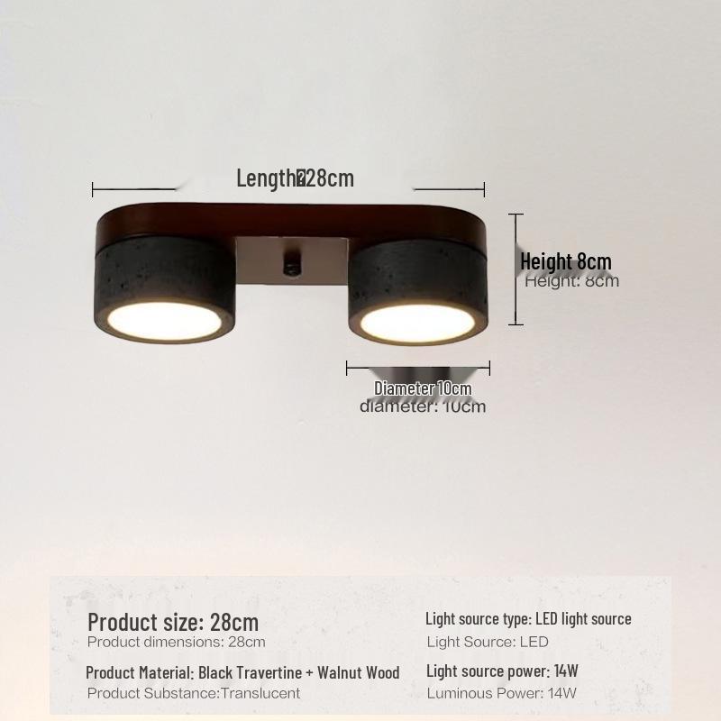Mid-Century Wabi-Sabi LED Downlight: Yellow Travertine Surface-Mounted Ceiling Light for Hallways and Entrances