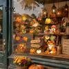 Creative Autumn Window Displays 6 Sheets Harvest Stickers, Thanksgiving Cartoon Static Cling Decorations with Festival Decor Pumpkins Maple