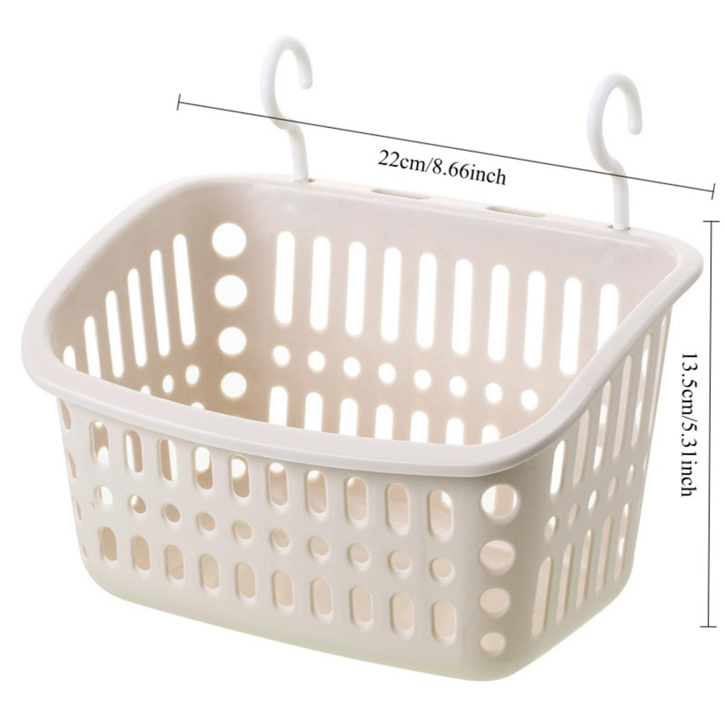 Plastic Hanging Baskets for Shower, Hanging Basket Organizer with Hooks, Rectangle Small Hanging Storage Basket