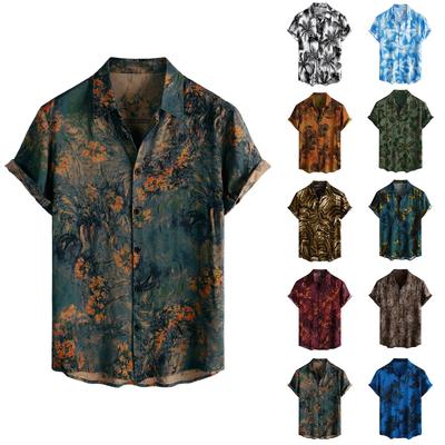 Men's Short Sleeved Shirt, Daily Fashion Printed Button Top, Chest Pocket Cardigan