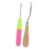 Wooden Bent Latch Hook Tool and Plastic Latch Hook Crochet Needle, Set of 2