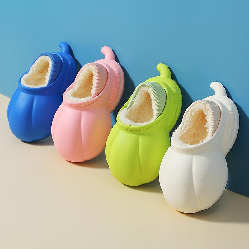 upper waterproof children's cotton drag girl middle and small children's non-slip plush slippers winter indoor warm bag root cotton classmate male