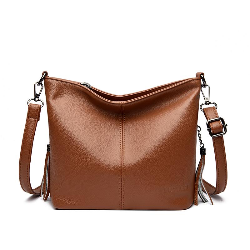 2022 European & American Retro Tassel Soft Leather Crossbody Bag - Casual, Versatile Single Shoulder Handbag for Women
