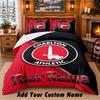 Parure de lit à motif Charlton Athletic 3 pièces Personnalisable avec nom, Drap et Taies d'oreiller pour la chambre à coucher de la maison