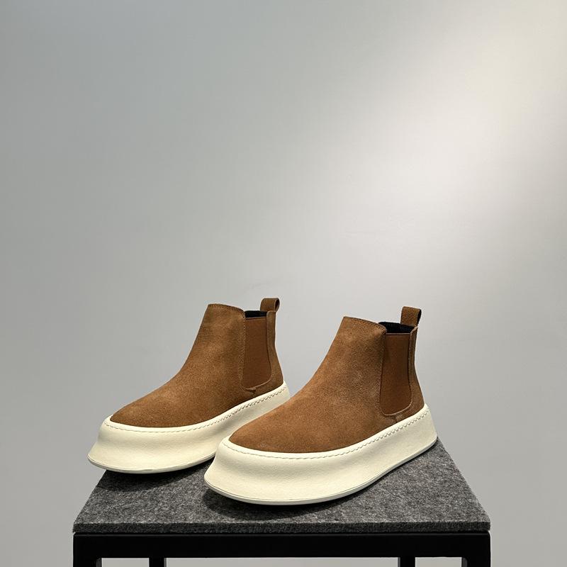 Chelsea Boots New Winter Velvet Short Boots High-top Boots Leather Martin Jw