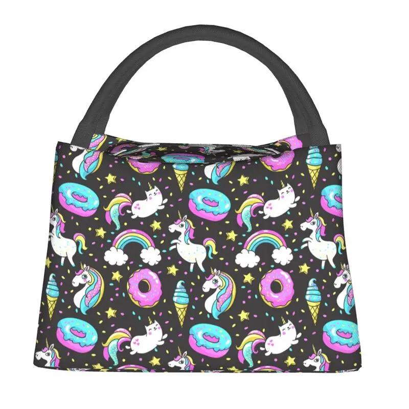 Custom Cartoon Unicorns Rainbows Lunch Bags Men Women Warm Cooler Insulated Lunch Boxes for Office Travel