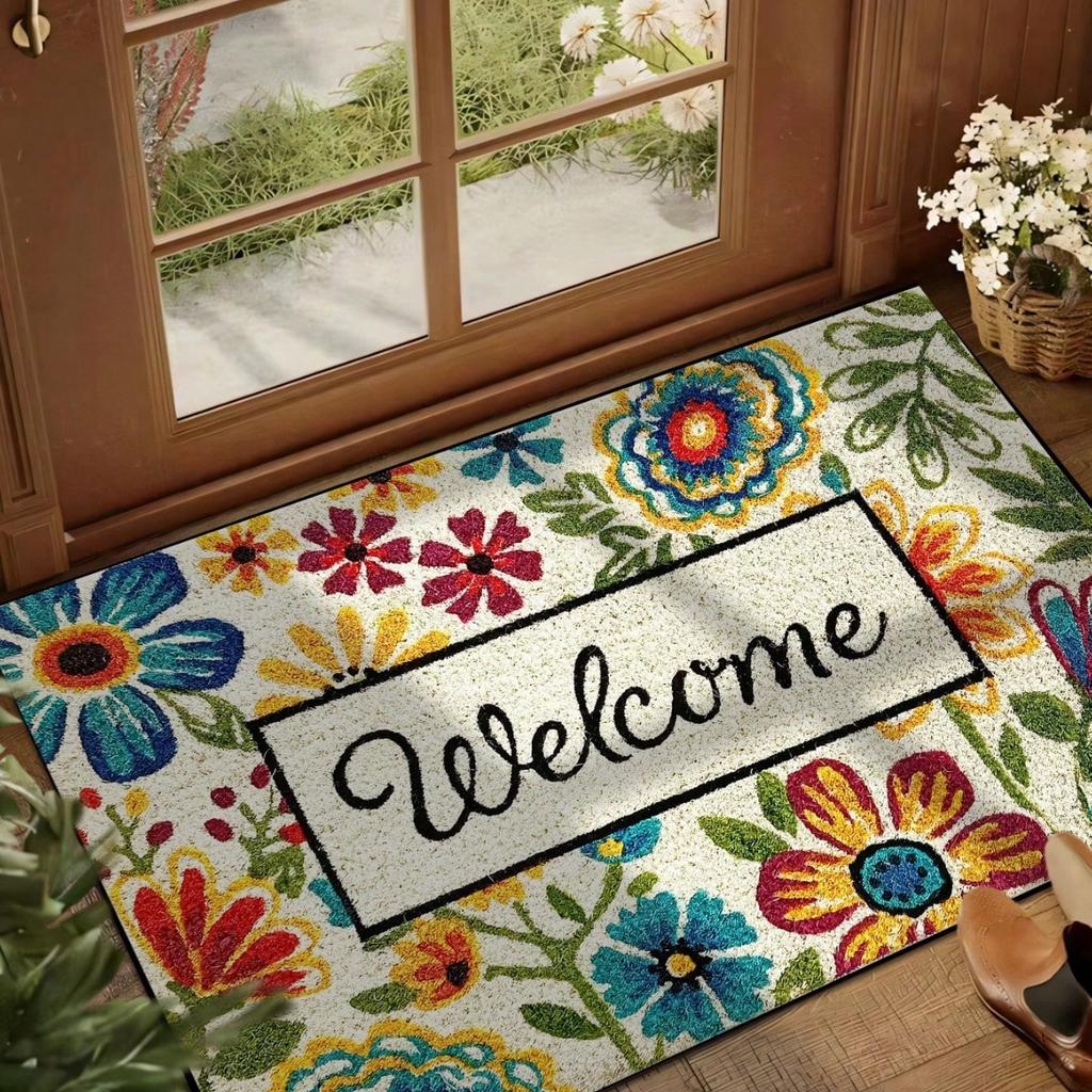 Entrance Door Mat, Entrance Dust Removal Mat, American Flower Shoe Changing Area, Anti Slip Mat, Household Floor Mat Kitchen Mat