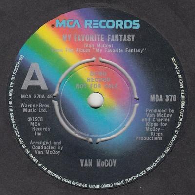 7inch Record VAN MCCOY - My Favourite Fantasy MCA370PROMO MCA Records 1978 UK Soul/Funk Used