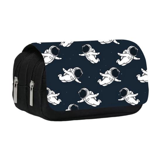 Pencil Case High Capacity Waterproof Double-layer Cartoon Flip Starry Sky Astronaut Pen Bag School