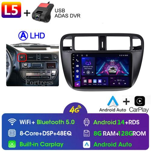 Android 14 Carplay Auto For Honda Civic 1996 1997 1998 1999 2000 2001 Multimedia Car Radio Player 4G Stereo 2 Din Tape Recorder