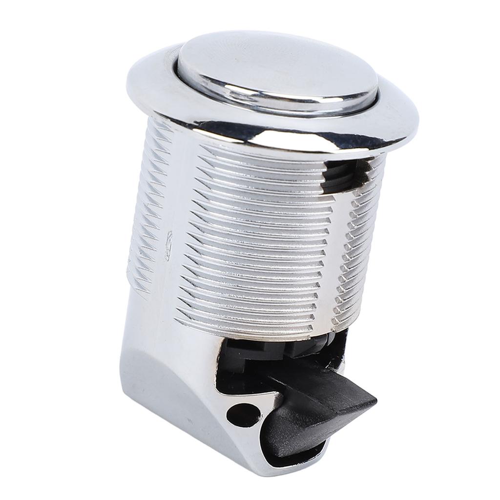 Západka s tlačítkem, zapuštěná, zvýšená bezpečnost, bezklíčový zámek skříněk pro obytné vozy, jachty, karavany, chrom