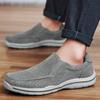 Men Khaki Canvas Shoes Slip On Driving Shoes Casual Blue Wide Head Cloth Shoes for Farther Plus Size Lightweight