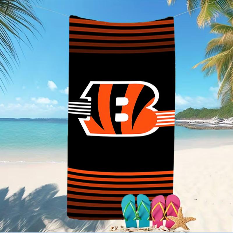 Beach Towel with Cincinnati Bengals LOGO Pattern - Soft,absorbent,machine Washable Lightweight&Modern,swimming,Travel Essentials