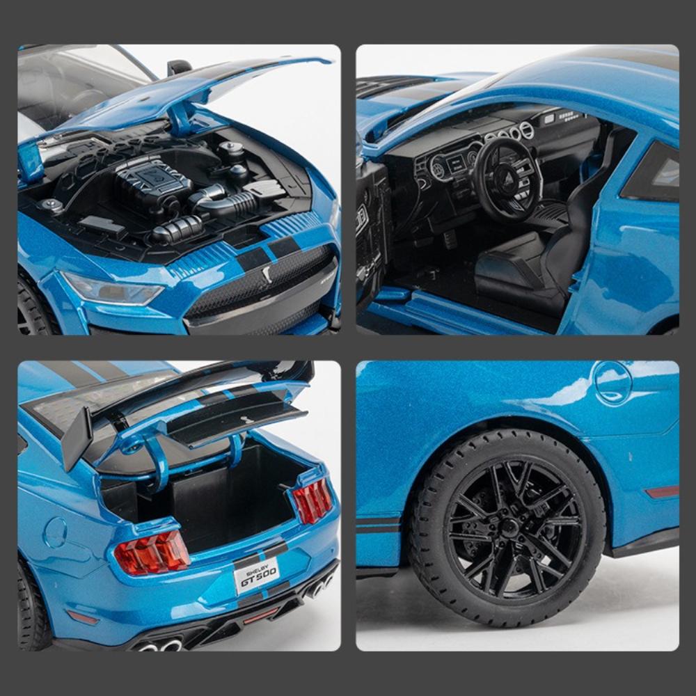 LLI6 Large 1:18 Ford Mustang GT500 Miniatures Alloy Diecast Metal Vehicle Model Desk Desktop Collection Decorative Hobby Ornaments