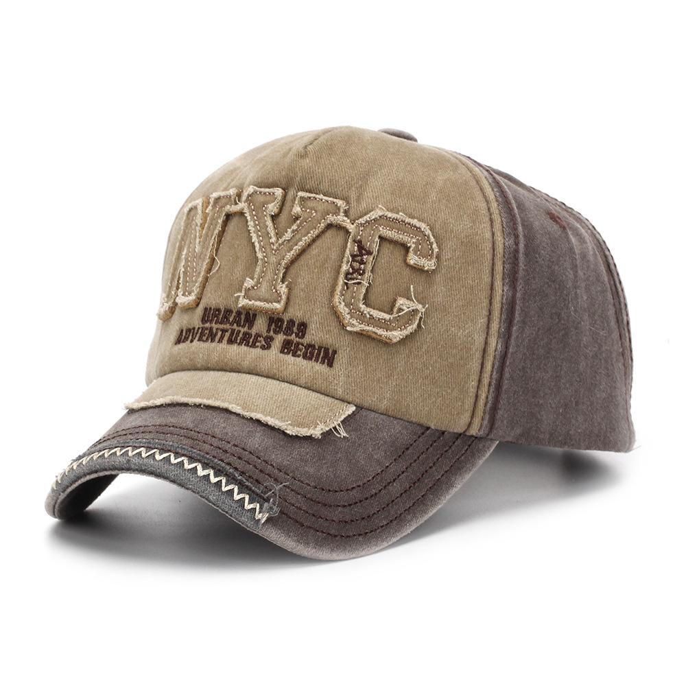European and American men's and women's outdoor peaked cap with vintage letter patches and personalized visor cap