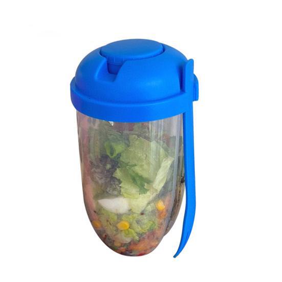 WTEMPO 1000ML Salad Cup with Fork Large Capacity Portable Low Fat Diet Meal Fruit and Vegetable Snack Cup for Outdoor