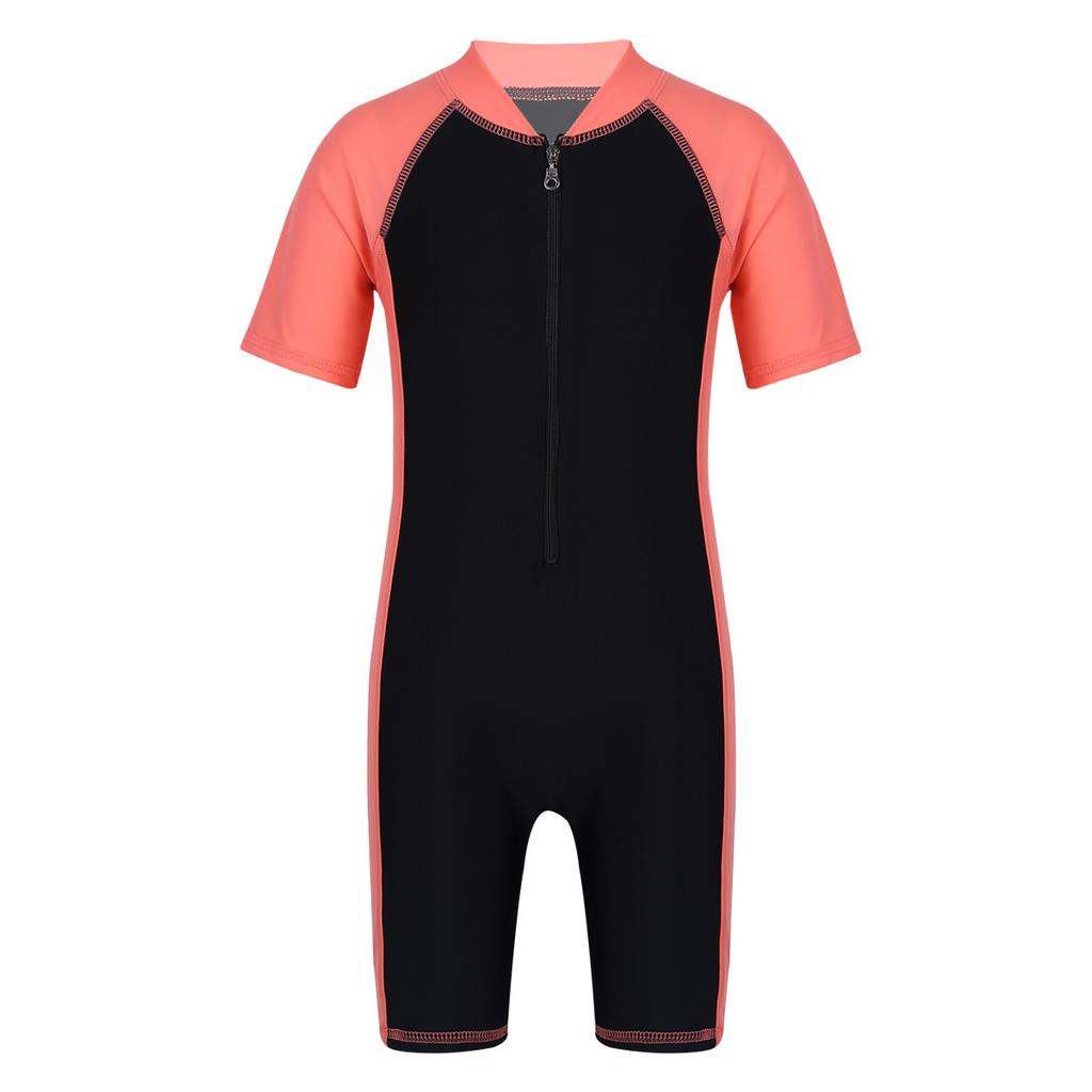 Barn Pojkar Flickor Shorty Våtdräkt Ett stycke Rash Guard Baddräkt Kortärmad Soldräkt Baddräkt Dykning Badkläder
