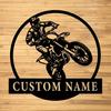 Custom Metal Off Road Motorcycle Wall Sign, Personalized Name, Modern Style, Fade Resistant Waterproof