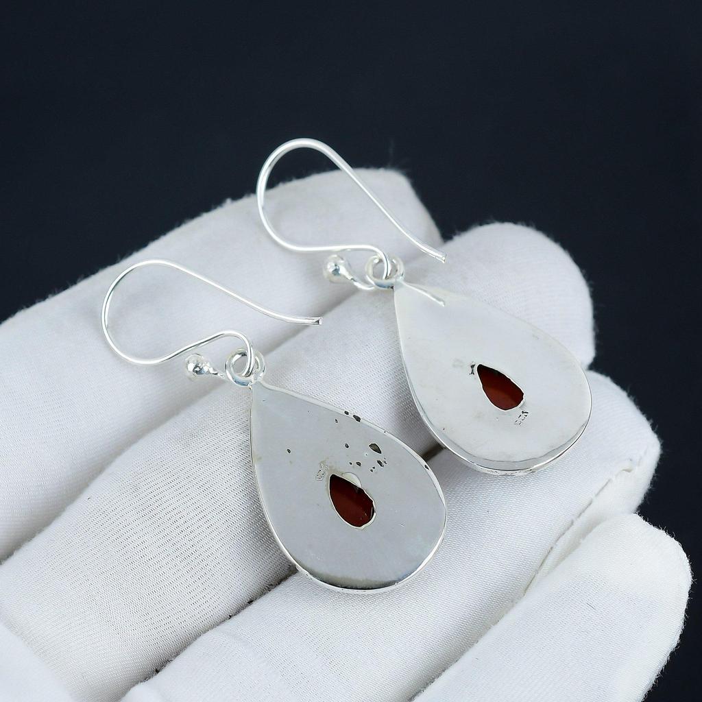 Natural Carnelian Gemstone Earrings, 925 Sterling Silver Earring, Handmade Boho Silver Jewelry Dangle Earrings, Easter Gift
